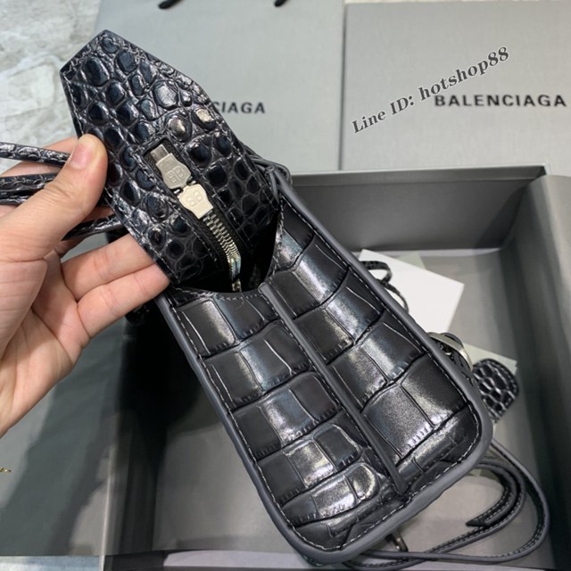 Balenciaga專櫃爆款鱷魚紋碳黑色手袋手提包 638512 巴黎世家小號Neo Classic機車包 fyj1448